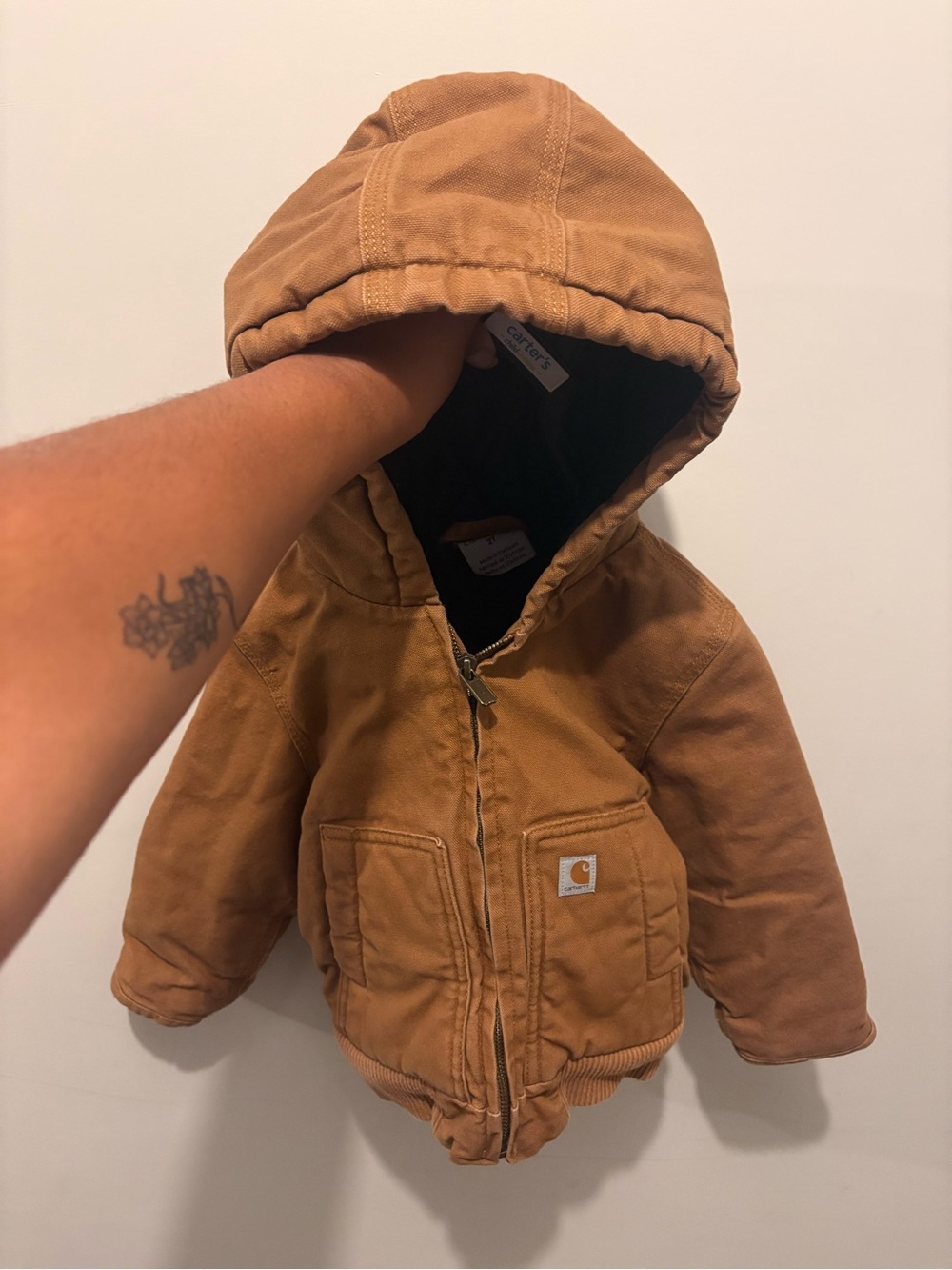 Carhartt Tan Kids' Hooded Duck Canvas Jacket - Picture 4 of 7